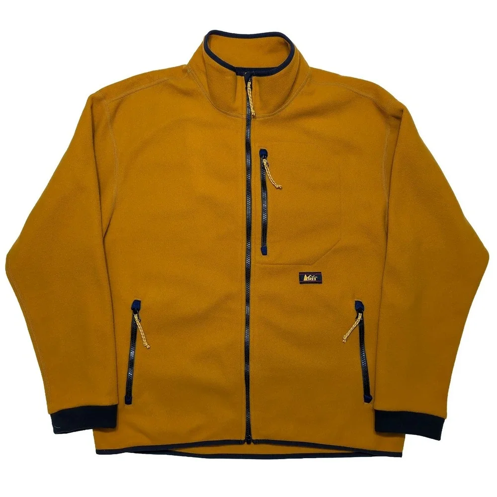 REI CO-OP Men's Trailsmith Fleece Jacket 194611 Polartec Gold Yellow Medium M